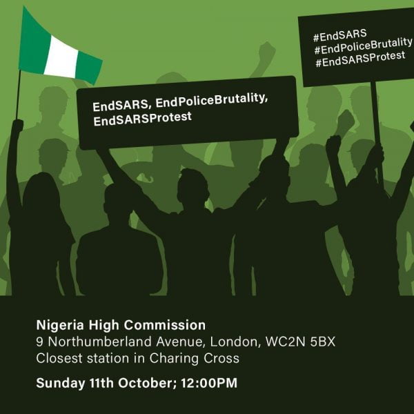 The flyer for the EndSARS protest in London on Sunday e1602290907215 REPORT AFRIQUE International #EndSARS: Street Protests By Nigerians Demanding Abolishment of Brutal Police Unit Gain Global Attention