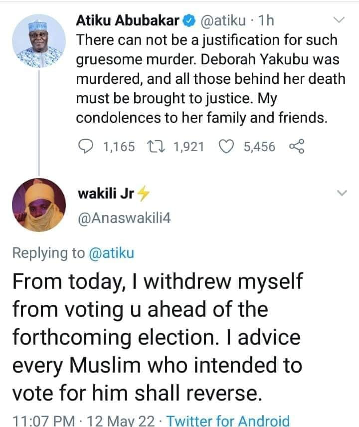 Atiku's post