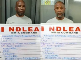 Two men excrete 150 wraps of cocaine at Lagos airport