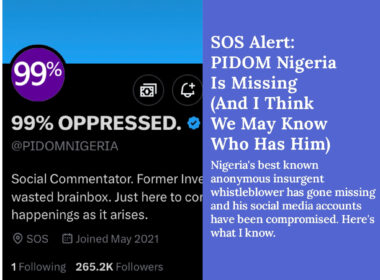 Nigerian Whistleblower @PIDOMNIGERIA Goes Missing, Allegedly Detained By Police With Heavy 500m Bail Condition