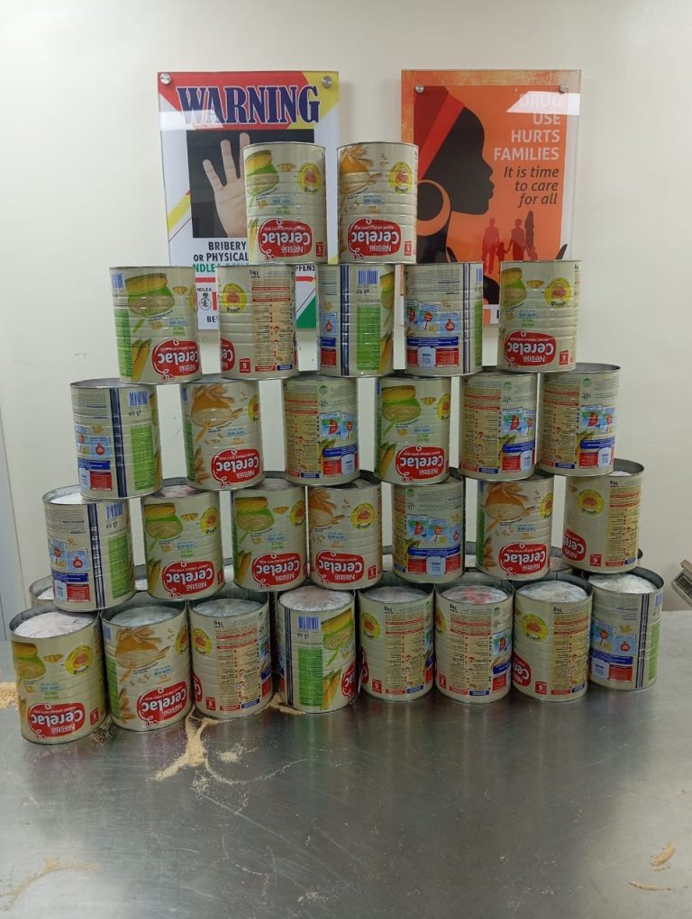 Video:NDLEA Discovers Drugs Hidden in Cerelac Baby Food Tins Operatives from the National Drug Law Enforcement Agency (NDLEA) have uncovered a sophisticated drug smuggling attempt involving Cerelac baby food tins.