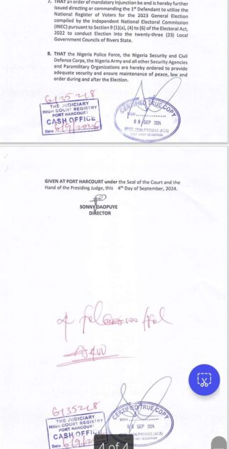 BREAKING: Court Orders RISIEC to Proceed with Rivers LG Elections Court Orders RISIEC to Proceed with Rivers LG Elections