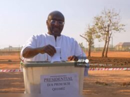 Ghana's Vice President, Mahamudu Bawumia, who's also the presidential candidate for the ruling New Patriotic Party, cast his vote at a polling station in Walewale on December 7, 2024, during the country's presidential and parliamentary elections (Credit: AFP)