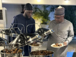 Billionaire businessman Aliko Dangote recently hosted renowned musician Burna Boy and music executive Cecil Hammond for an Iftar dinner